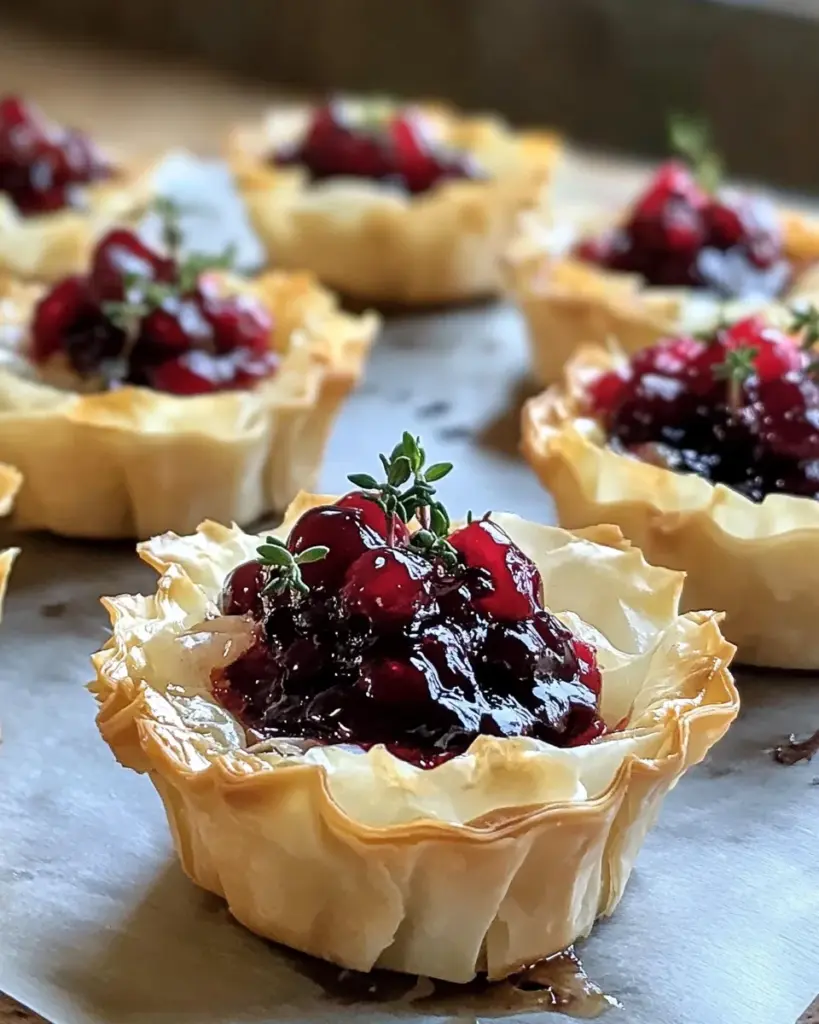 Cranberry, Brie & Thyme Phyllo Cups: A Sweet and Savory Treat for Festive Gatherings