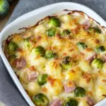 Gnocchi Auflauf mit Rosenkohl und Schinken