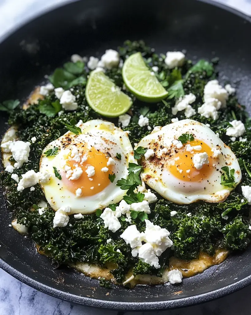 Grünkohl-Shakshuka mit Feta und Limette