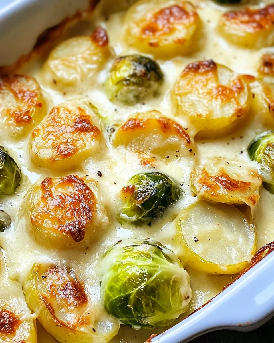 Rosenkohlauflauf - mit Kartoffeln & Käse