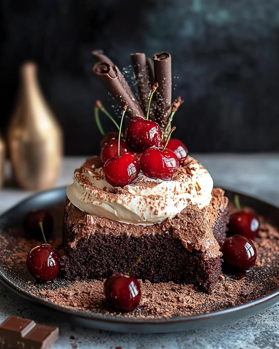 Winterlicher Maulwurfkuchen mit Zimtsahne und Punschkirschen