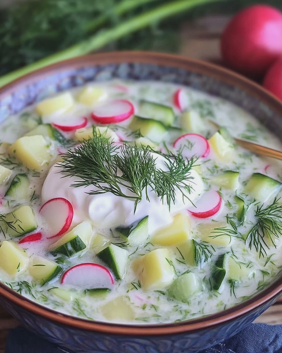 Okroschka vegetarisch (russische kalte Suppe / Sommersuppe)